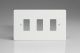 XDQPG3 [PLUS PGRID3 SUBSTRATE] Varilight 3 Gang Power Grid Faceplate Including Power Grid Frame Dimension Premium White Metal
