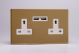 XDV5U2WS Varilight 2 Gang 13 Amp Single Pole Unswitched Socket with 2 Optimised USB Charging Ports Screwless Polished Brass Coated With White Sockets