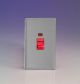 XDY45NS.JS Varilight 45 Amp Double Pole Vertical Cooker Switch with Neon Screwless Jubilee Beaded Brushed Steel Effect Finish With Red Switch