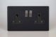 XDY5BS.MB Varilight 2 Gang 13 Amp Double Pole Switched Socket Urban Screwless Matt Black Finish With Black Sockets and Iridium Black Switches