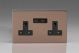 XDY5U2BS.BZ-SP Varilight 2 Gang 13 Amp Single Pole Unswitched Socket with 2 Optimised USB Charging Ports Urban Screwless Brushed Bronze Effect Finish With Black Sockets