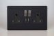 XDY5U2SBS.MB Varilight 2 Gang 13 Amp Single Pole Switched Socket with 2 x 5V DC 2.1 Amp USB Charging Ports Urban Screwless Matt Black Finish With Black Sockets, and Iridium Black Switches