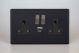 XDY5UACBS.MB Varilight 2 Gang 13 Amp Single Pole Switched Socket with USB-A and USB-C Charging Ports With Qualcomm QuickCharge 3.0 Urban Screwless Matt Black Finish With Black Sockets, and Iridium Black Switches