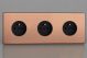 XEY444FB.BC Varilight Euro Fixed Range 3 Gang 16 Amp Euro (Pin Earth) Flush Design Socket European Screwless Brushed Copper Effect Finish
