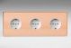 XEY555FW.AC Varilight Euro Fixed Range 3 Gang 16 Amp Schuko Earth Flush Design Socket European Screwless CU29 Raw Copper