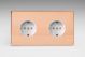 XEY55FW.AC Varilight Euro Fixed Range 2 Gang 16 Amp Schuko Earth Flush Design Socket European Screwless CU29 Raw Copper