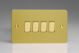 XFB9D Varilight 4 Gang 10 Amp Switch Ultra Flat Brushed Brass Effect Finish With Polished Brass Switches