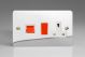 XFC45PW Varilight 45 Amp Double Pole Horizontal Cooker Panel with 13 Amp Switched Socket Ultra Flat Polished Chrome Coated With Red Switches and White Socket