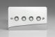 XFCP4 Varilight 4 Gang 6 Amp Push-on/off Impulse Switch Ultra Flat Polished Chrome Coated With Polished Chrome Buttons