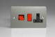 XFS45PB Varilight 45 Amp Double Pole Horizontal Cooker Panel with 13 Amp Switched Socket Ultra Flat Brushed Stainless Steel With Red Switches and Black Socket