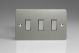 XFS93D Varilight 3 Gang 10 Amp Switch Ultra Flat Brushed Stainless Steel With Brushed Steel Switches, On a Double Plate