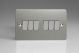 XFS96D Varilight 6 Gang 10 Amp Switch Ultra Flat Brushed Stainless Steel With Brushed Steel Switches