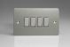 XFS9D Varilight 4 Gang 10 Amp Switch Ultra Flat Brushed Stainless Steel With Brushed Steel Switches