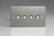XFSP4 Varilight 4 Gang 6 Amp Push-on/off Impulse Switch Ultra Flat Brushed Stainless Steel With Chrome Buttons