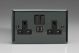 XI5U2SB Varilight 2 Gang 13 Amp Single Pole Switched Socket with 2 x 5V DC 2.1 Amp USB Charging Ports Classic Iridium Black (Gloss) Effect Finish with Black Sockets, and Black Switches