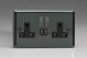 XI5U2SDB Varilight 2 Gang 13 Amp Single Pole Switched Socket with 2 x 5V DC 2.1 Amp USB Charging Ports Classic Iridium Black (Gloss) Effect Finish with Black Sockets, and Iridium Black Switches