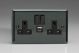 XI5UACB Varilight 2 Gang 13 Amp Single Pole Switched Socket with 20 Watt USB-A and USB-C Charging Ports With Qualcomm QuickCharge 3.0 Classic Iridium Black (Gloss) Effect Finish with Black Sockets, and Black Switches