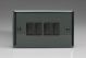 XI9B Varilight 4 Gang 10 Amp Switch Classic Iridium Black (Gloss) Effect Finish with Black Switches