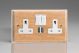 XLK5U2SW-S2W 2 Gang 13 Amp Single Pole Switched Socket with 2 x 5V DC 2.1 Amp USB Charging Ports Kilnwood Classic Wood Limed Oak with White Switch