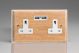 XLK5USW-S2W 2 Gang 13 Amp Single Pole Unswitched Socket with 2 Optimised USB Charging Ports Kilnwood Classic Wood Limed Oak with White Switch