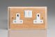 XLK5W-S2W 2 Gang 13 Amp Double Pole Switched Socket Kilnwood Classic Wood Limed Oak with White Switch