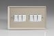 XN96W Varilight 6 Gang 10 Amp Switch Classic Satin Chrome Effect Finish with White Switches