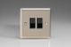 XNR2B Varilight 2 Gang 10 Amp 2 Way & Off Retractive Switch Classic Satin Chrome Effect Finish with Black Switches