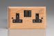 XO5B-S2W 2 Gang 13 Amp Double Pole Switched Socket Kilnwood Classic Wood Light Oak with Black Switch