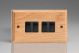 XO9B-S2W 4 Gang 10 Amp Switch Kilnwood Classic Wood Light Oak with Black Switch