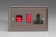 XR45PB Varilight 45 Amp Double Pole Horizontal Cooker Panel with 13 Amp Switched Socket Classic Pewter Effect Finish with Black Socket