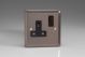 XR4B Varilight 1 Gang 13 Amp Double Pole Switched Socket Classic Pewter Effect Finish with Black Socket and Black Switch