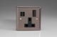 XR4U2SB Varilight 1 Gang 13 Amp Single Pole Switched Socket with 2 x 5V DC 3.4 Amp USB Charging Ports Classic Pewter Effect Finish with Black Sockets, and Black Switch