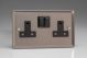 XR5B Varilight 2 Gang 13 Amp Double Pole Switched Socket Classic Pewter Effect Finish with Black Sockets and Black Switches