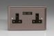 XR5U2B Varilight 2 Gang 13 Amp Single Pole Unswitched Socket with 2 Optimised USB Charging Ports Classic Pewter Effect Finish with Black Sockets