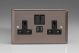 XR5U2SB Varilight 2 Gang 13 Amp Single Pole Switched Socket with 2 x 5V DC 2.1 Amp USB Charging Ports Classic Pewter Effect Finish with Black Sockets, and Black Switches