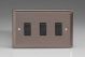 XR93B Varilight 3 Gang 10 Amp Switch Classic Pewter Effect Finish with Black Switches