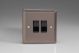 XRR2B Varilight 2 Gang 10 Amp 2 Way & Off Retractive Switch Classic Pewter Effect Finish with Black Switches