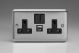 XS5UACB Varilight 2 Gang 13 Amp Single Pole Switched Socket with 20 Watt USB-A and USB-C Charging Ports With Qualcomm QuickCharge 3.0 Classic Matt Chrome Finish (Brushed Steel Effect) with Black Sockets, and Black Switches