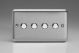 XSP4 Varilight 4 Gang 6 Amp Push-on/off Impulse Switch Classic Matt Chrome Finish (Brushed Steel Effect)