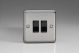 XSR2B Varilight 2 Gang 10 Amp 2 Way & Off Retractive Switch Classic Matt Chrome Finish (Brushed Steel Effect) with Black Switches