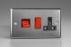 XT45PB Varilight 45 Amp Double Pole Horizontal Cooker Panel with 13 Amp Switched Socket Classic Brushed Steel with Red Switches and Black Socket