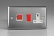 XT45PW Varilight 45 Amp Double Pole Horizontal Cooker Panel with 13 Amp Switched Socket Classic Brushed Steel with Red Switches and White Socket
