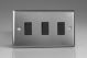 XT73B Varilight 3 Gang Comprising of 3 Intermediate (3 Way) 10 Amp Switch Classic Brushed Steel with Black Switches Double Plate