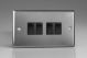 XT9B Varilight 4 Gang 10 Amp Switch Classic Brushed Steel with Black Switches