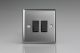 XTBP2B Varilight 2 Gang 10 Amp Push-to-make, Bell Push, Retractive Switch Classic Brushed Steel with Black Switches