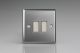 XTBP2D Varilight 2 Gang 10 Amp Push-to-make, Bell Push, Retractive Switch Classic Brushed Steel with Brushed Steel Switches