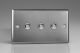 XTM3 Varilight 3 Gang 6 Amp Momentary Push To Make Switch Classic Brushed Steel