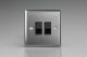 XTR2B Varilight 2 Gang 10 Amp 2 Way & Off Retractive Switch Classic Brushed Steel with Black Switches