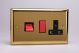 XV45PB Varilight 45 Amp Double Pole Horizontal Cooker Panel with 13 Amp Switched Socket Classic Victorian Polished Brass Coated with Red Switches and Black Socket