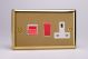 XV45PW Varilight 45 Amp Double Pole Horizontal Cooker Panel with 13 Amp Switched Socket Classic Victorian Polished Brass Coated with Red Switches and White Socket